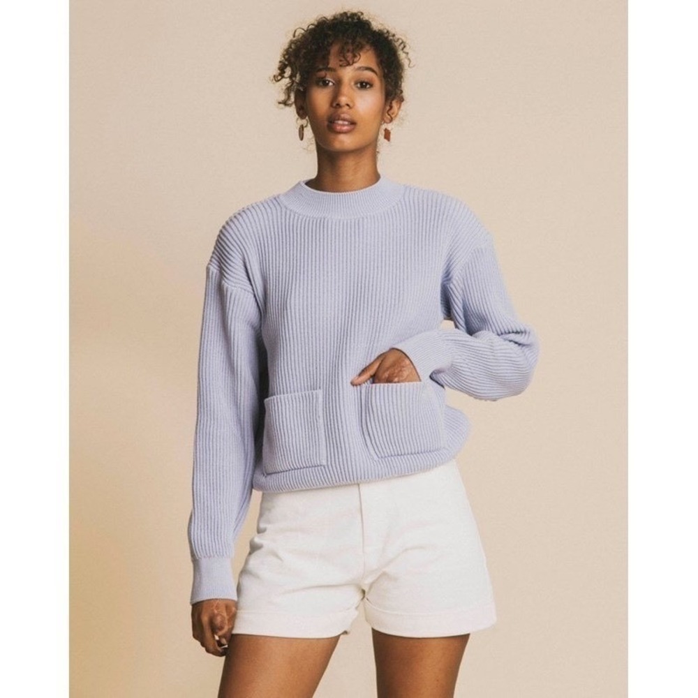 Organic cotton knit sweater in mauve - FALEME by‎ THINKING MU size S-M DD01